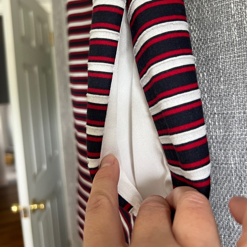 MSGM Milan red white & blue striped dress with ruffle short sleeves & pockets - Picture 4 of 16